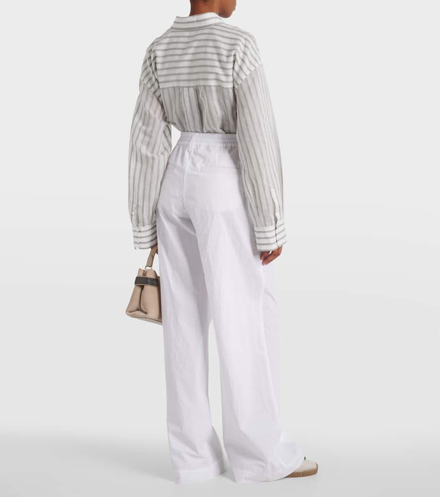High-rise cotton wide-leg pants