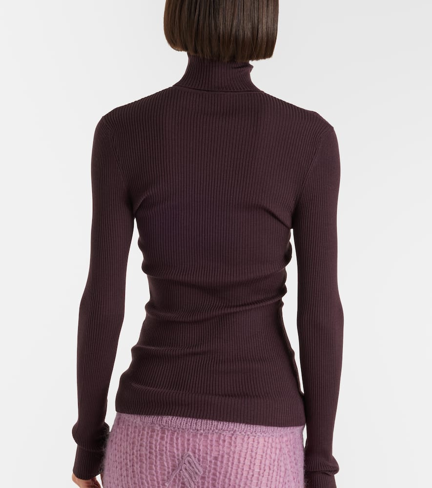 Ribbed-knit virgin wool turtleneck top
