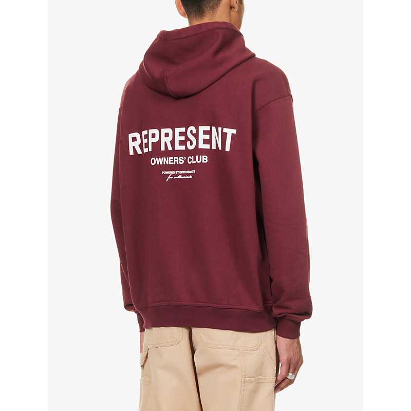 Mens Maroon Owners' Club Graphic-print Relaxed-fit Cotton-jersey Hoody