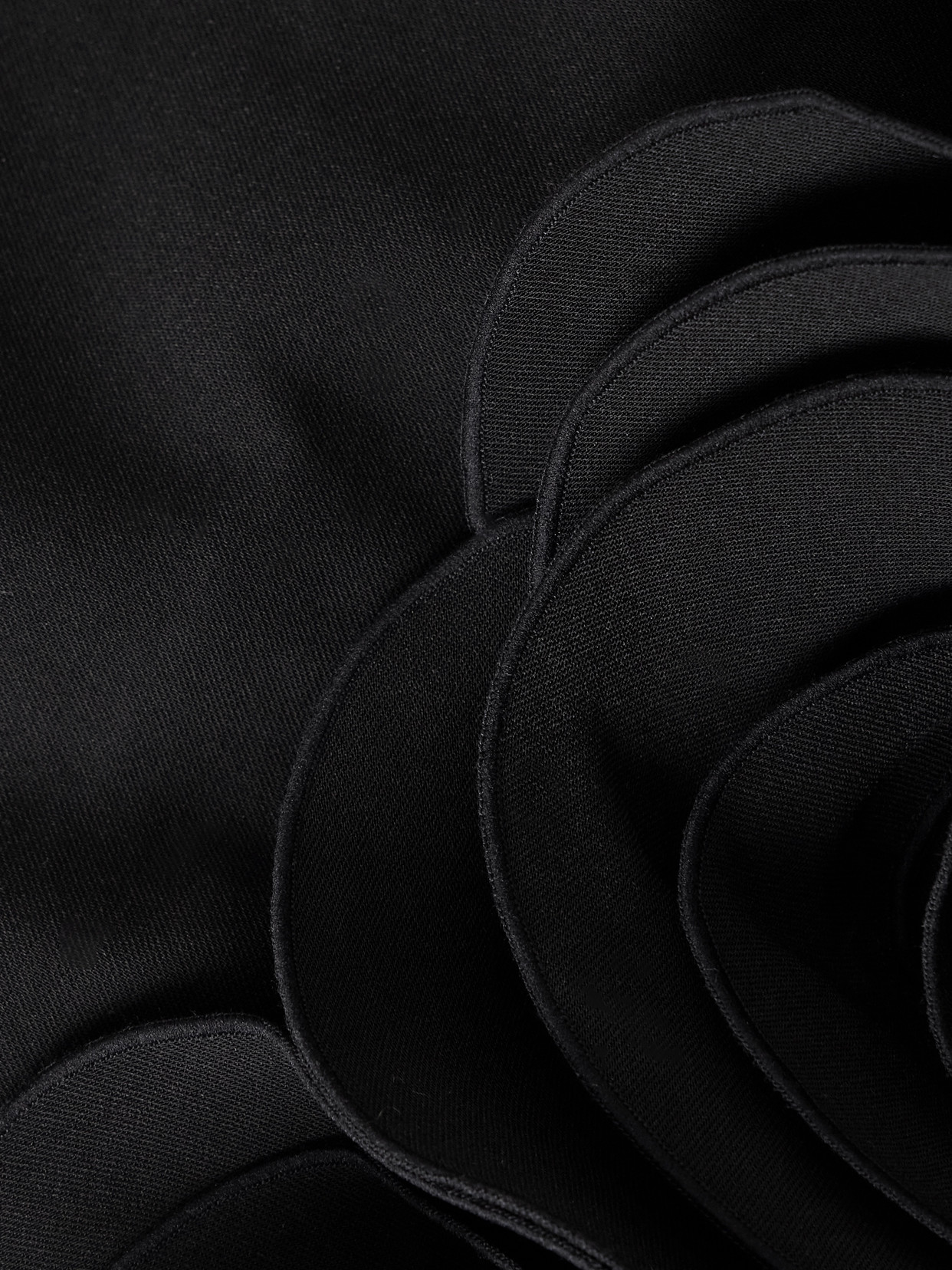 Appliquéd Crepe Mini Dress - Black