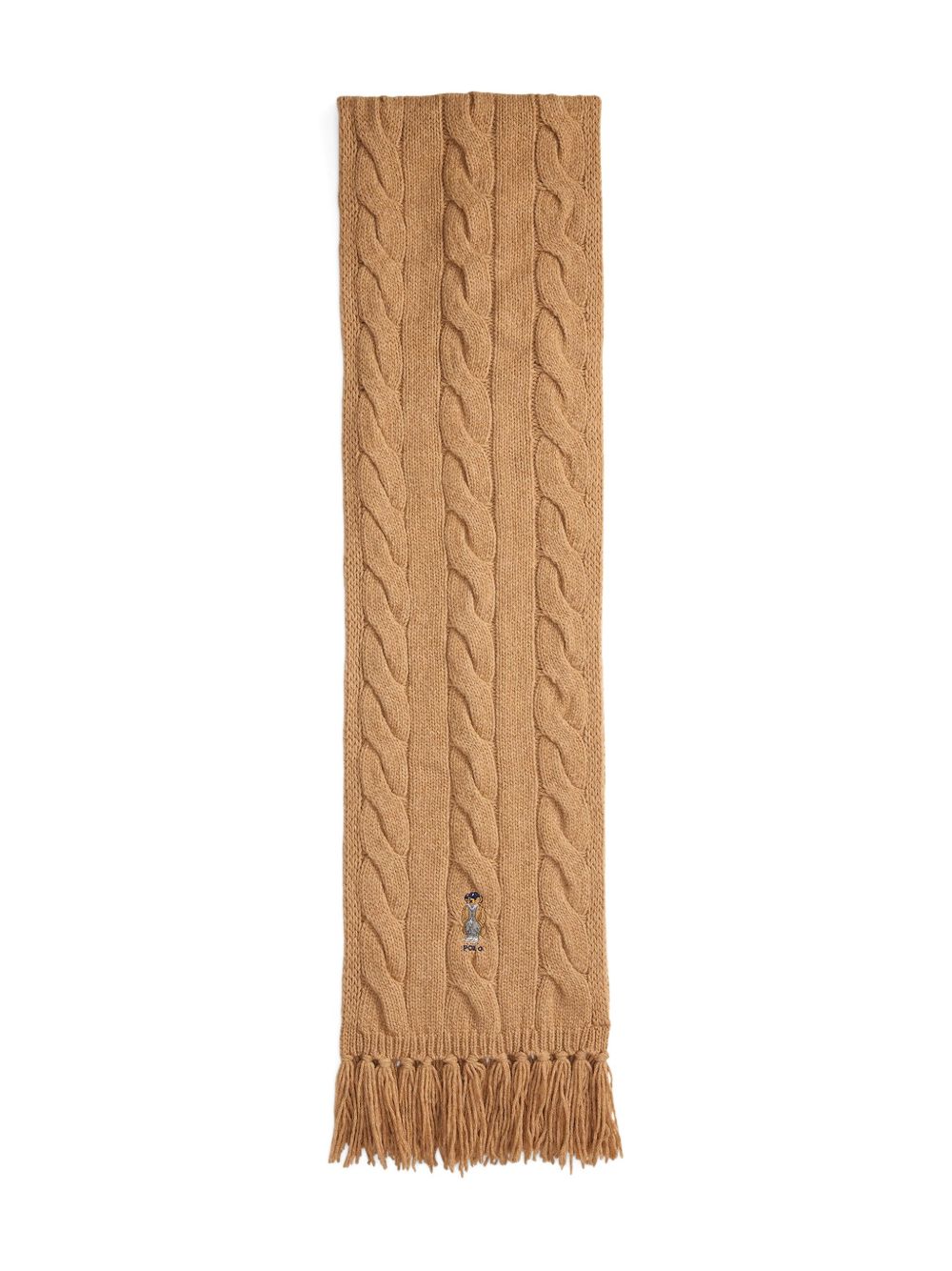 Cable-knit fringed scarf - Brown