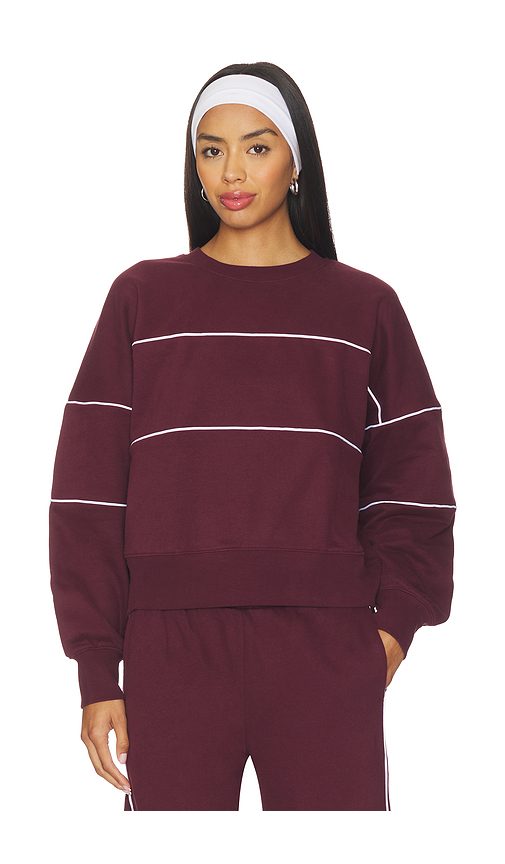 Beyond yoga sudadera luxe fleece piper oversized en color burgundy XS también en L, M