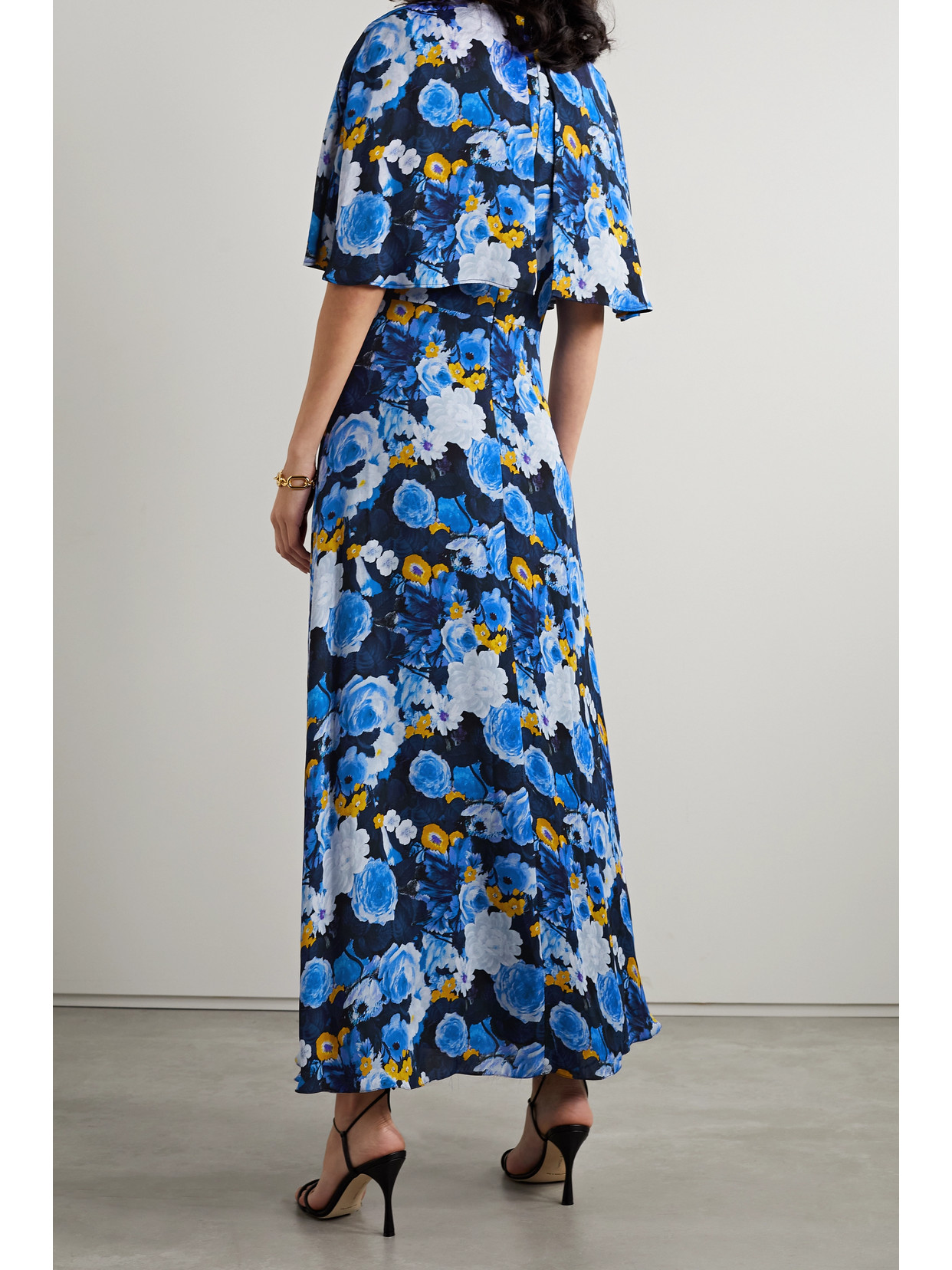 Floral-print Georgette Midi Dress - Blue