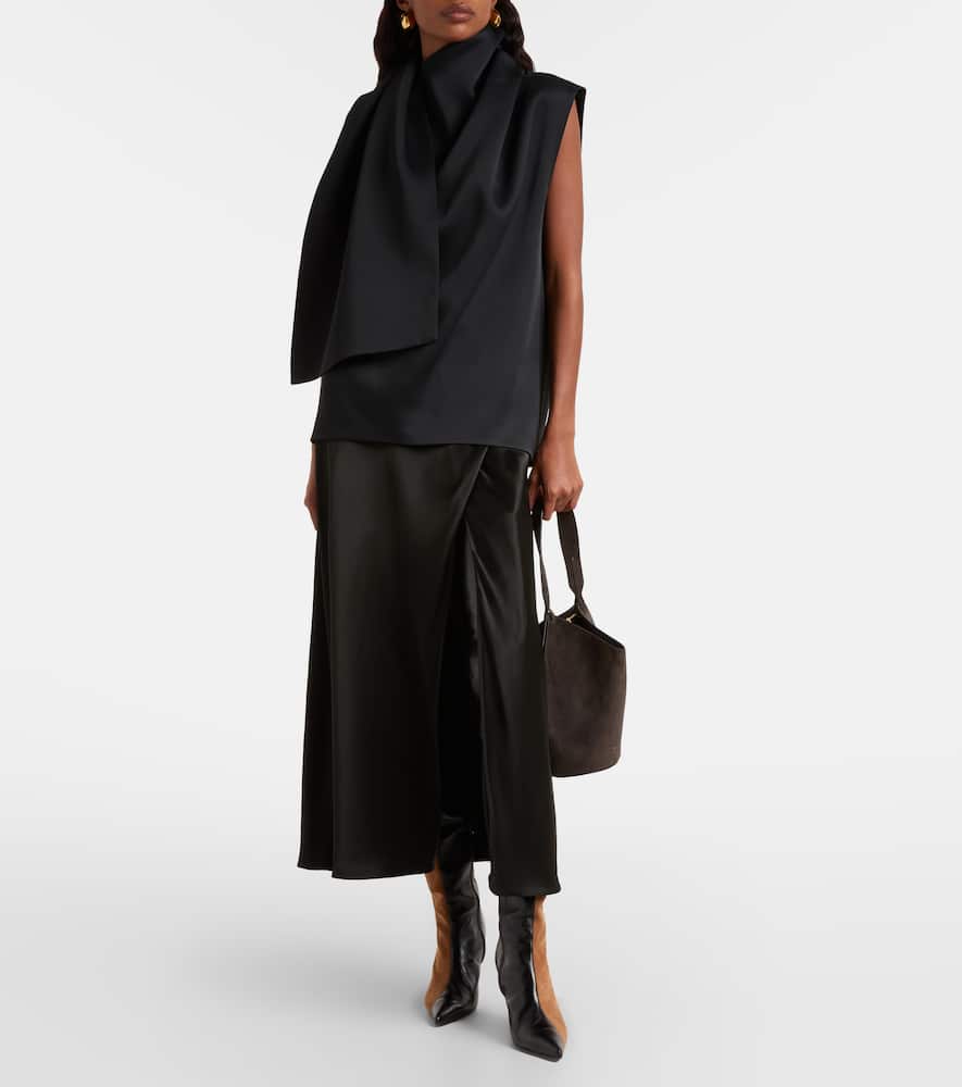 Demi satin midi skirt