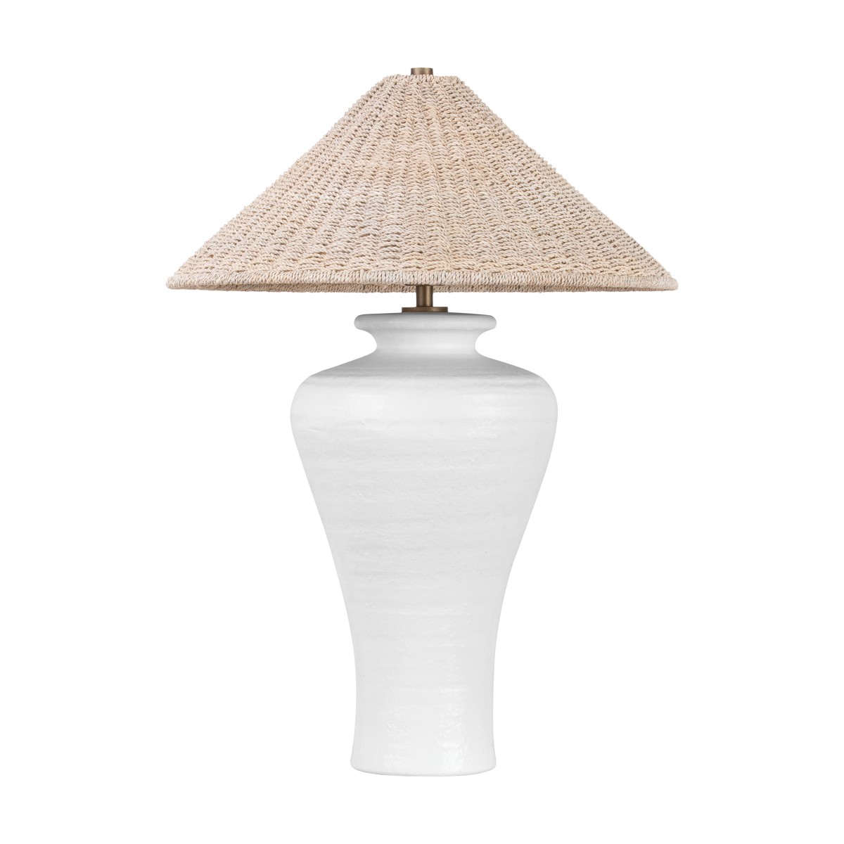 Patina Brass Ceramic Loft White Table Lamp from the Pezante Collection