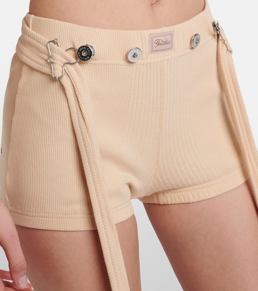 Ribbed-knit cotton shorts