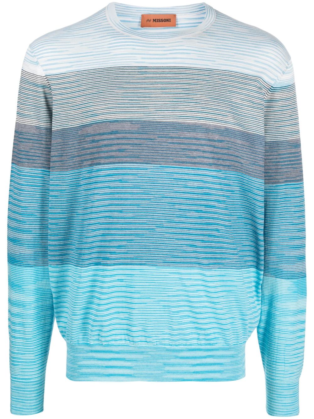 Fine-knit striped jumper - Blue