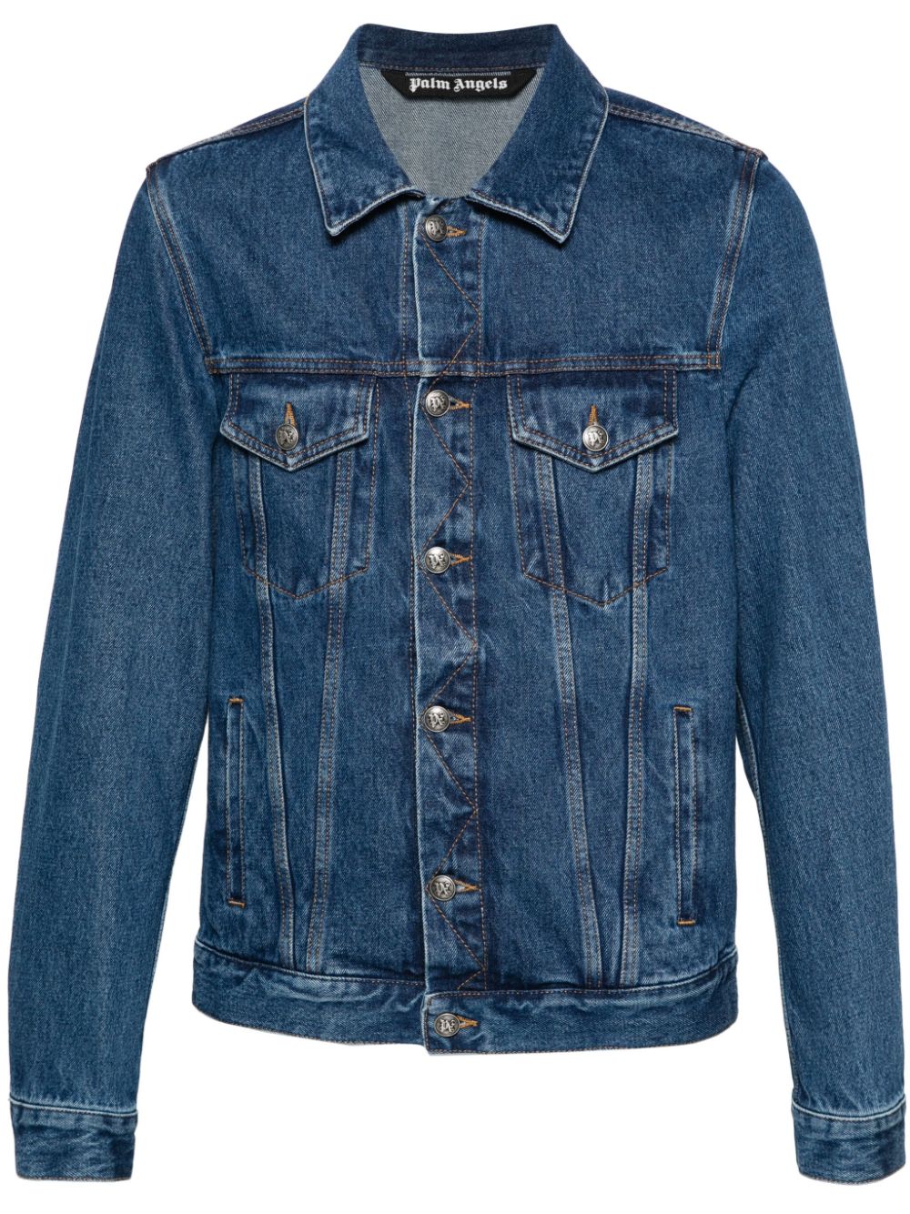 Embossed-monogram denim jacket - Blue
