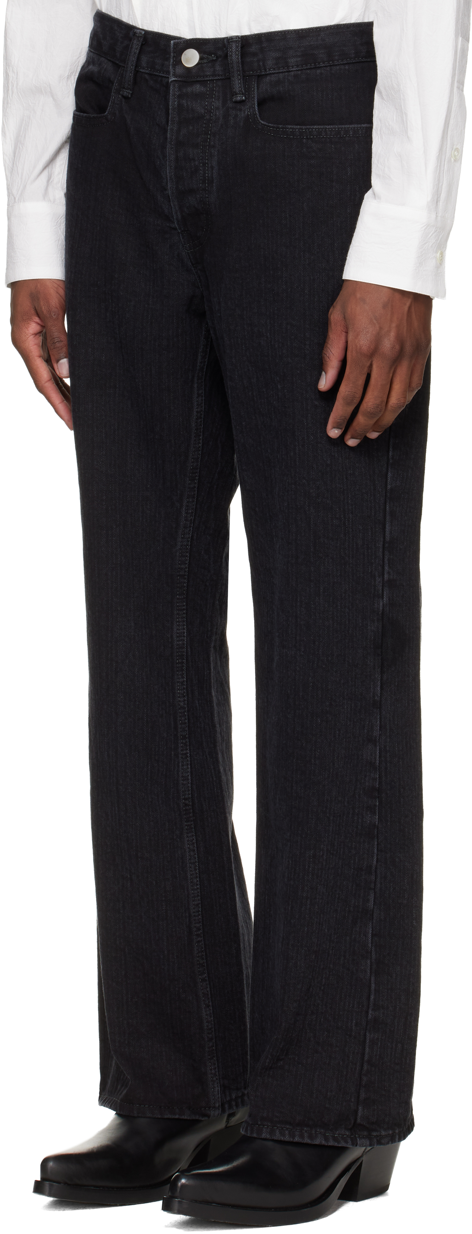Black Bootcut Washed Jeans