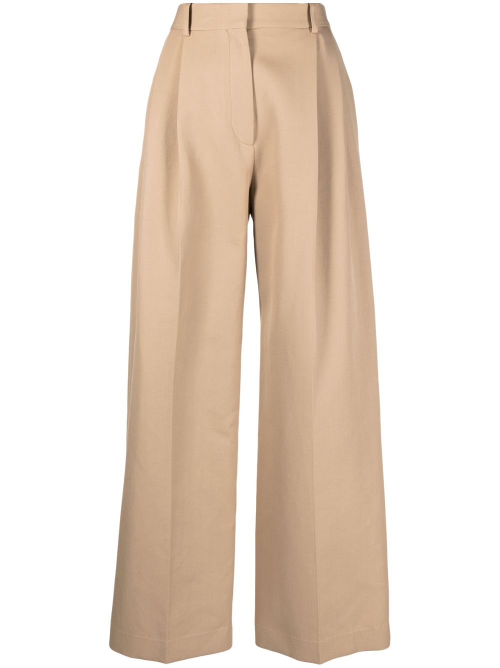 Wide-leg tailored-cut trousers - Brown