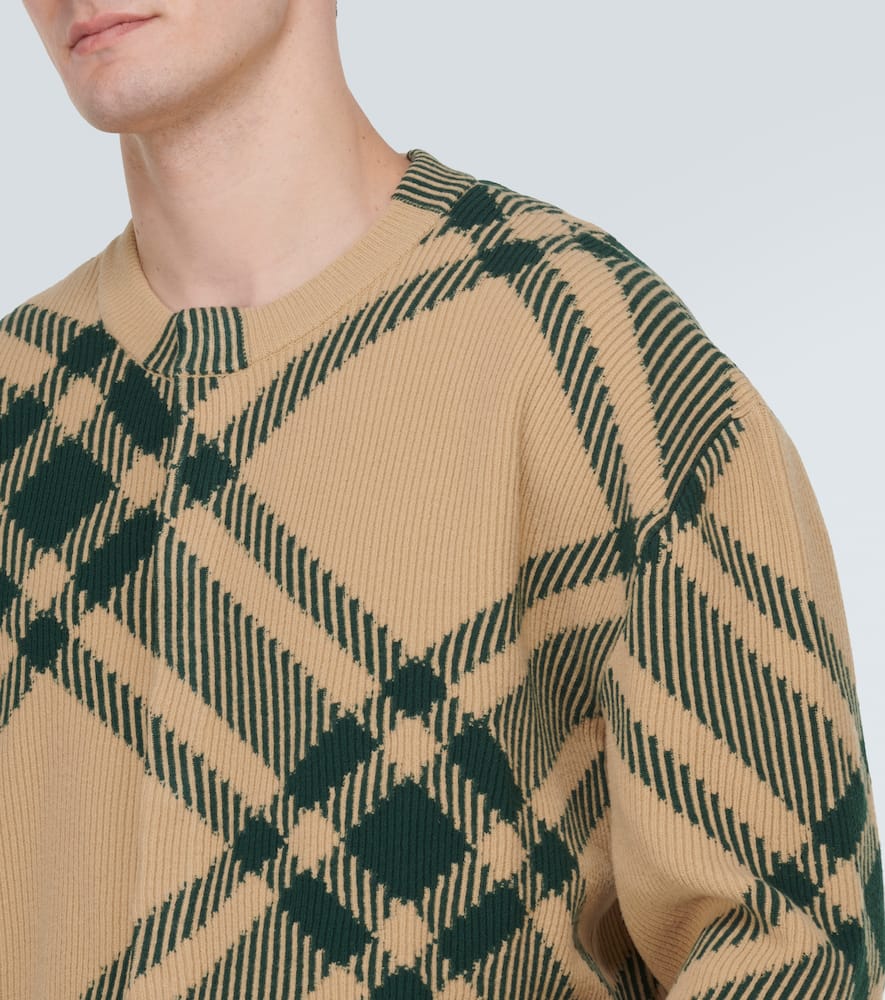 Check wool-blend cardigan