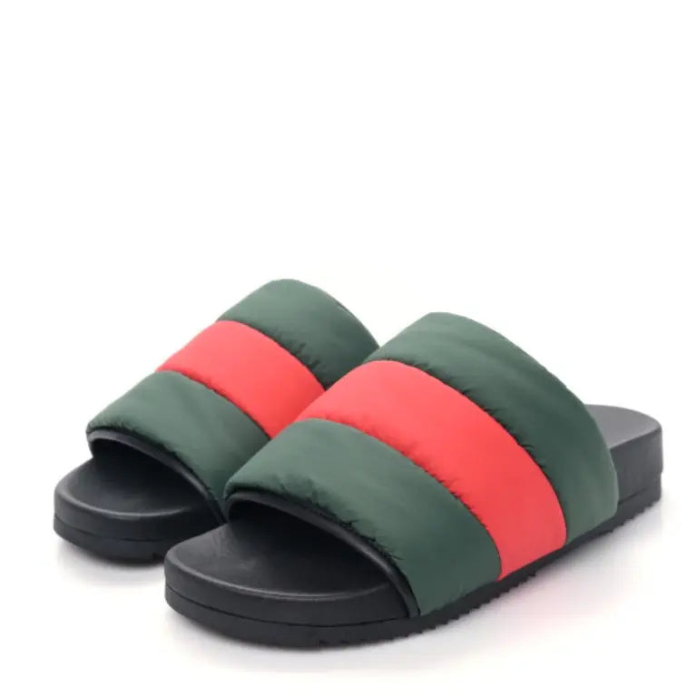 (WMNS) Padded Web Slide Sandals 'Green and Red Nylon'