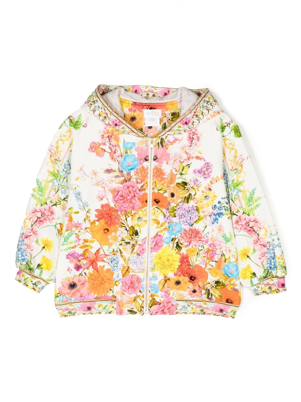 Floral-print hooded bomber jacket - Multicolour