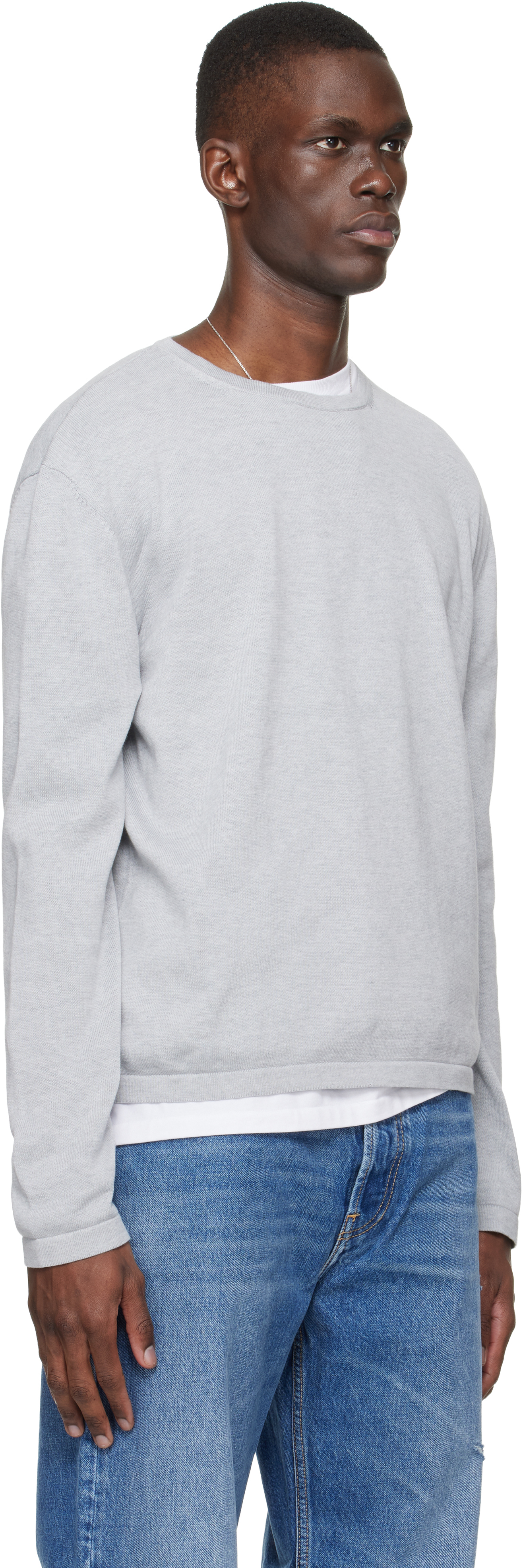 Gray Long Sleeve Crewneck T-shirt