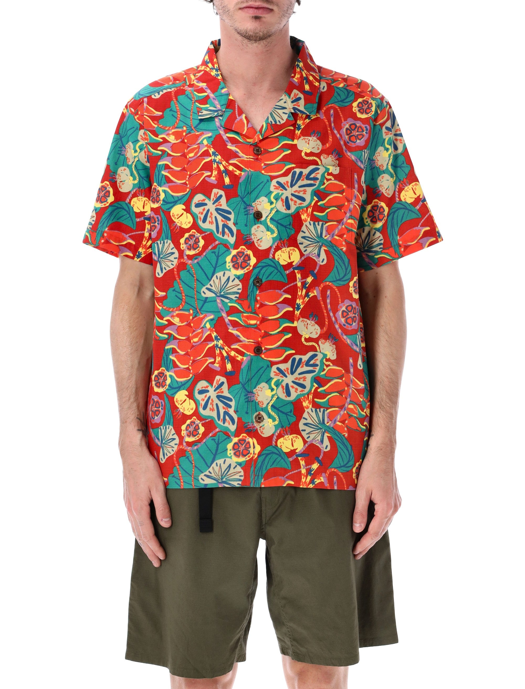 Tropical Short-Sleeve Camp Collar Shirt - Size L