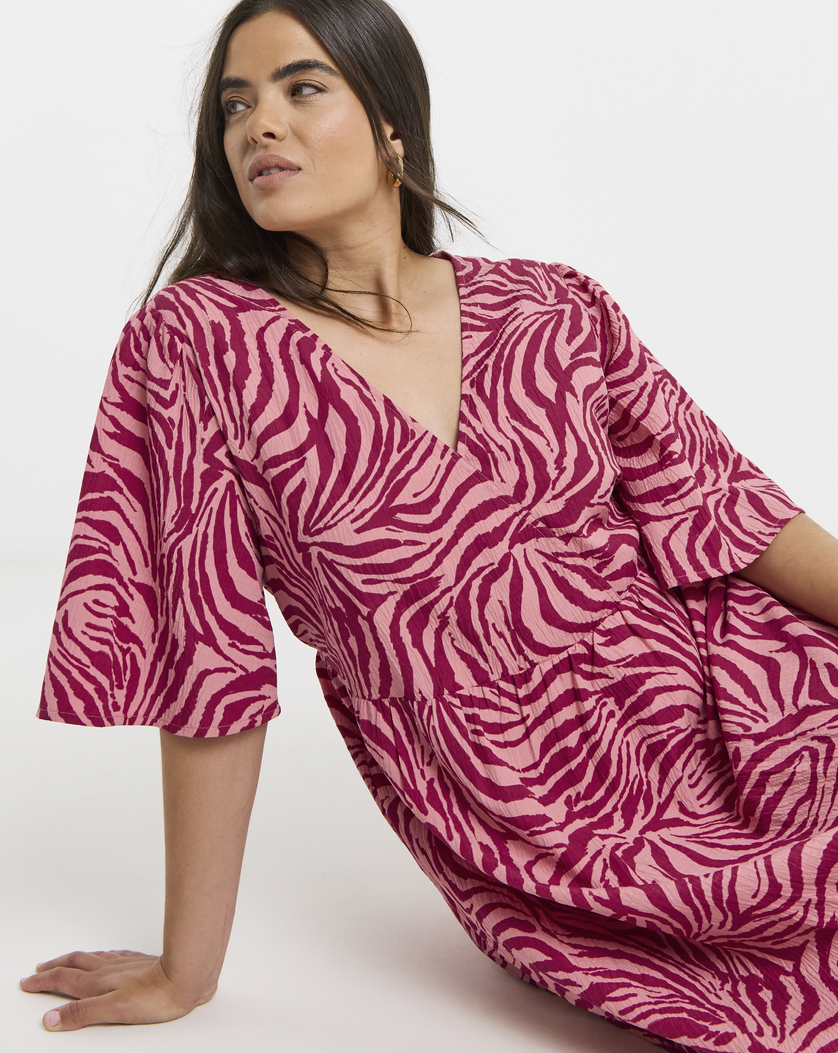 Zebra Print Wrap Midi Dre