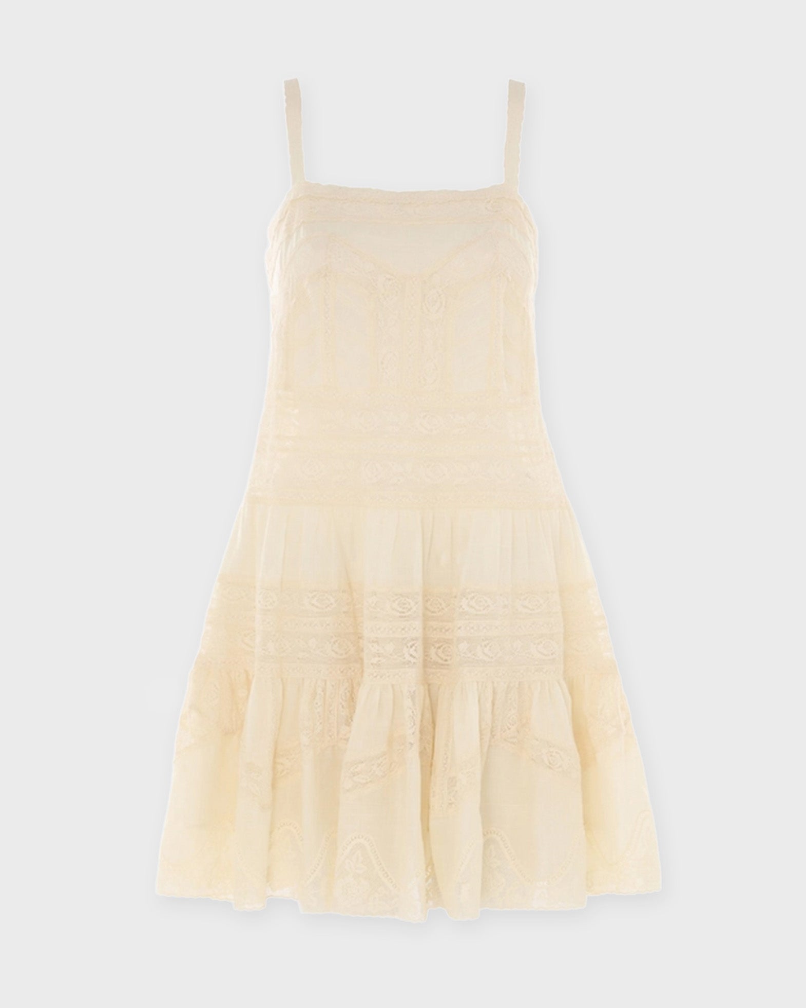 Zimmermann Dress Halliday Lace Trim Short Crea