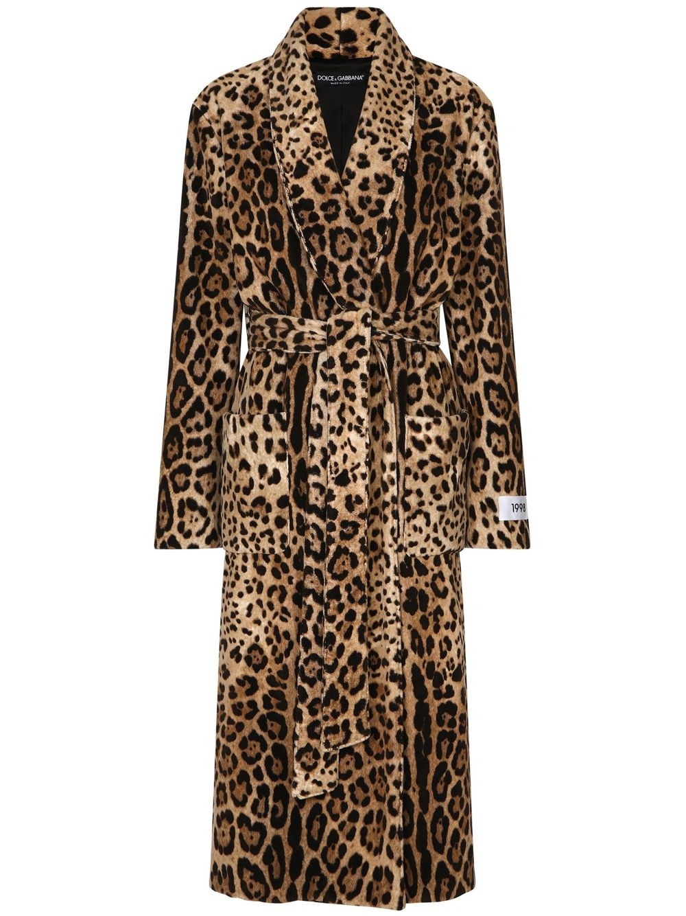KIM DOLCE&GABBANA leopard-print self-tie coat - Brown