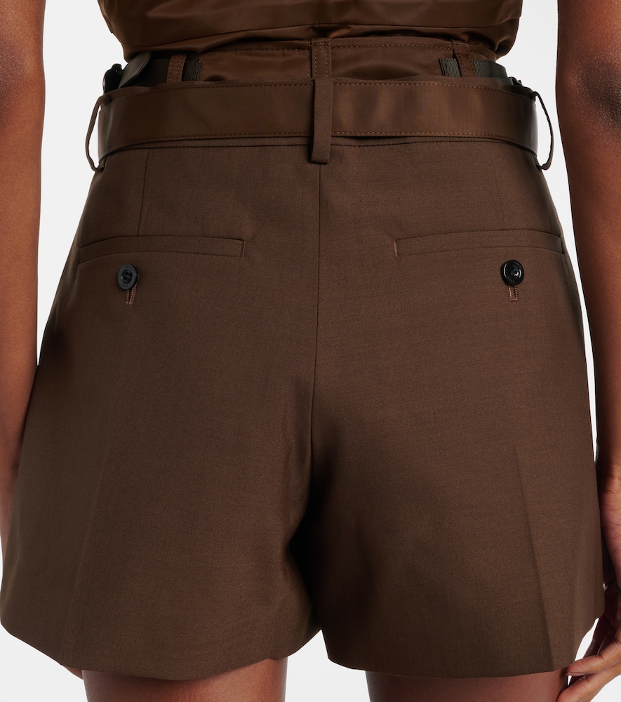 Belted satin-trimmed shorts