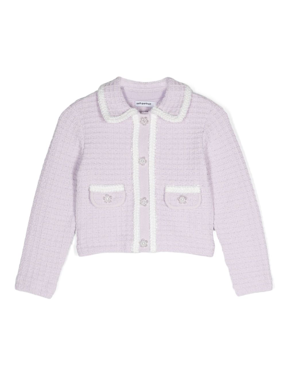 Contrast-trim cardigan - Purple