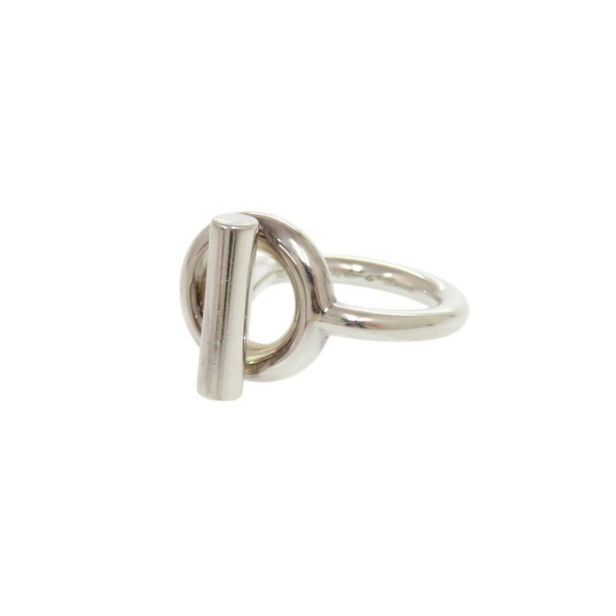 Hermes Silver Silver 925 Band Ring Pre-Owned