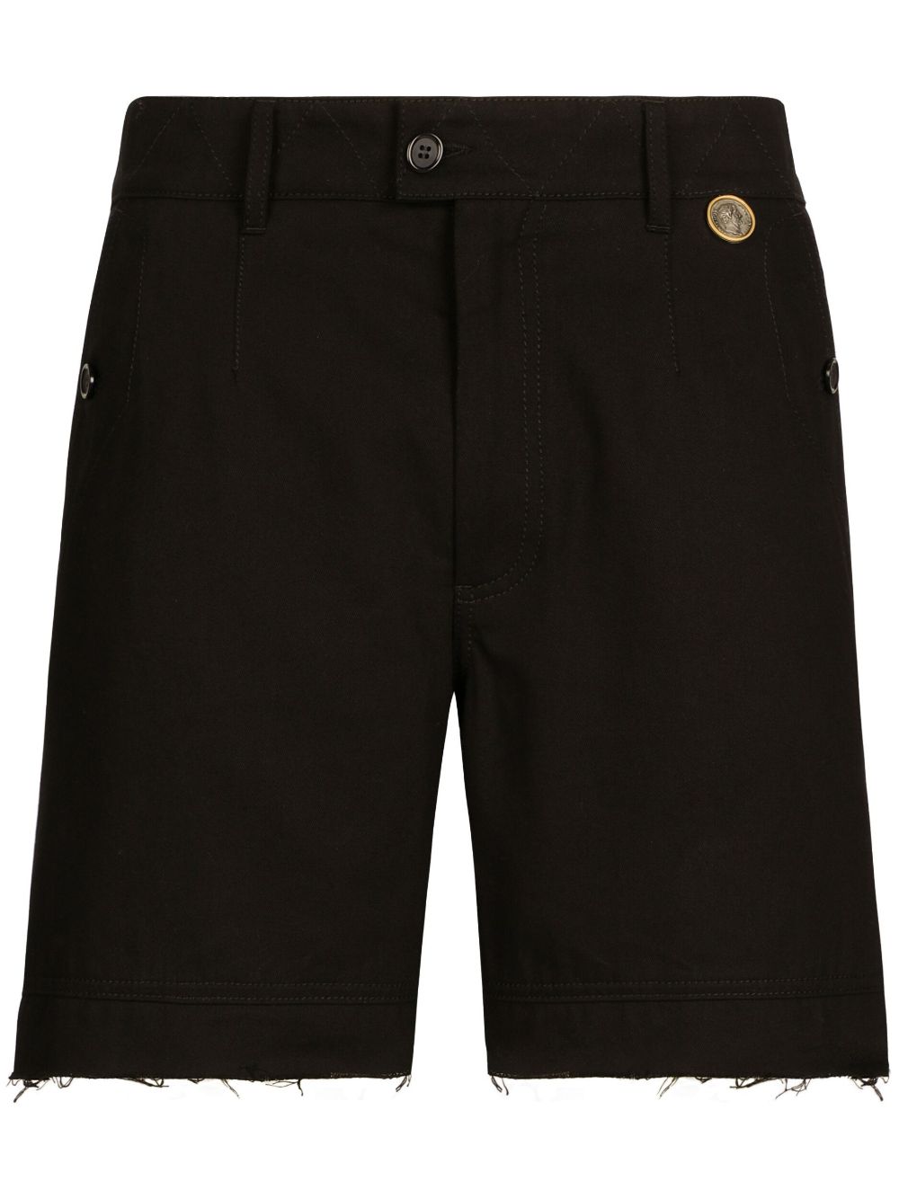 Frayed-hem twill bermuda shorts - Black