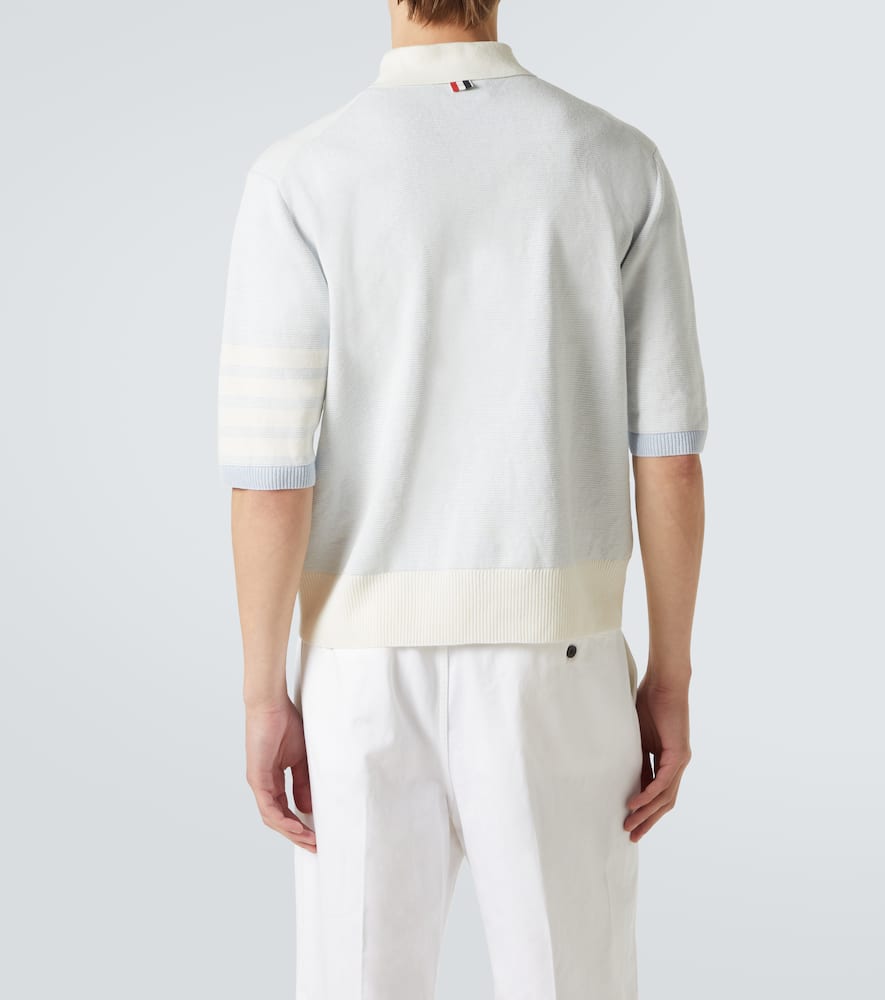 4-Bar linen and cotton polo shirt