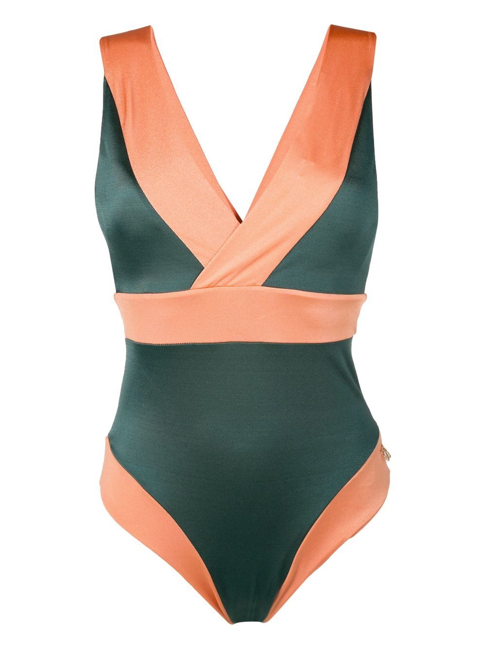 Panelled V-neck swimsuit - Green
