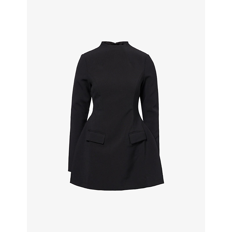 Womens Split-Sleeve Long-Sleeve Woven Mini Dress