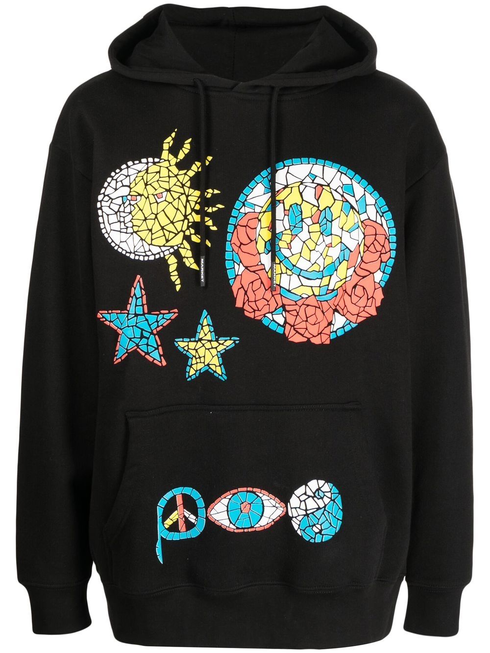 Mosaic graphic-print hoodie - Black