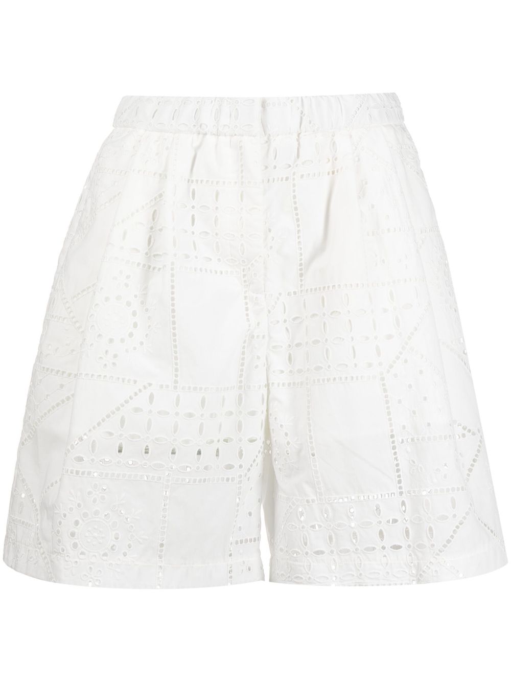 All-over perforated-design shorts - White
