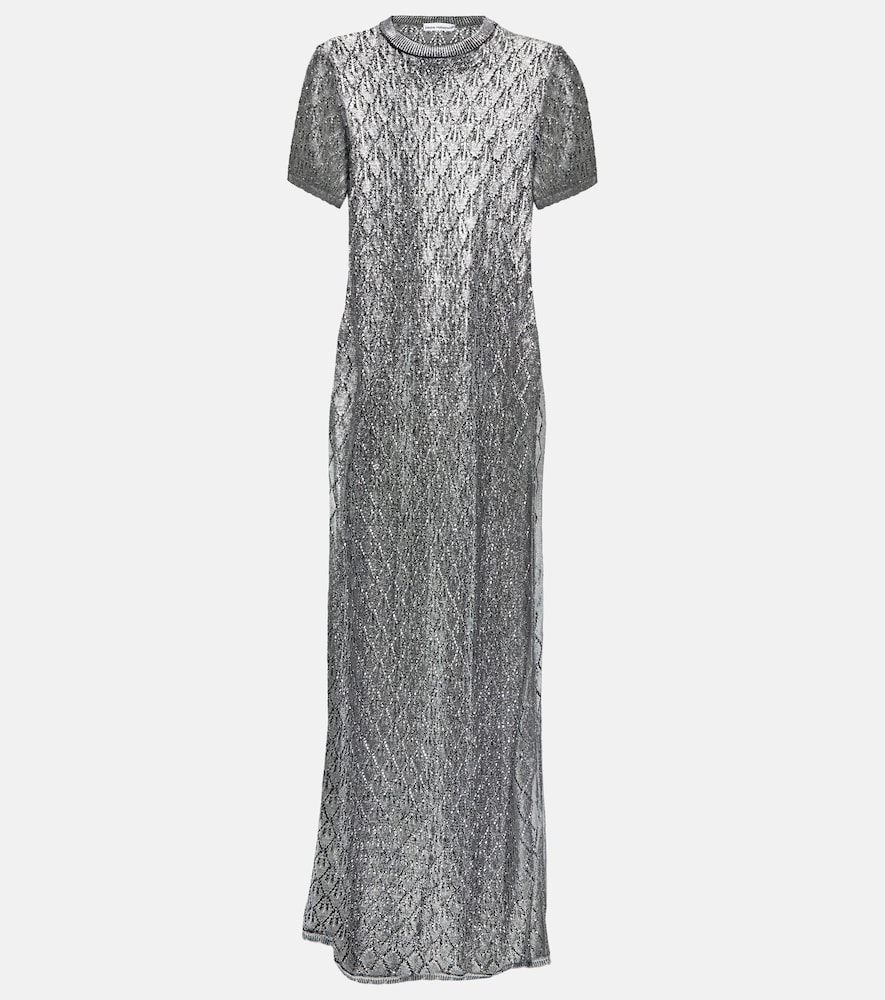 Metallic knit maxi dress