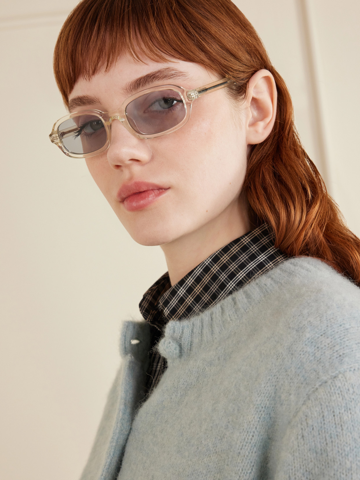 Rectangular-frame Acetate Sunglasses - Clear