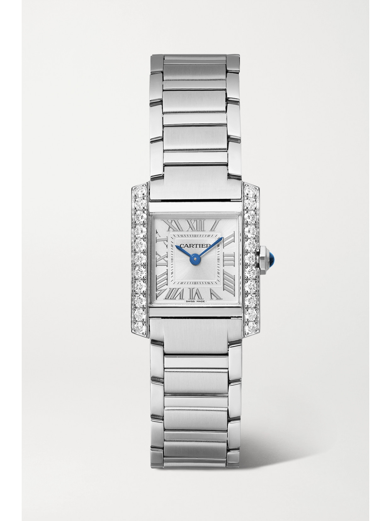 Tank Française 25.7mm Small Stainless Steel And Diamond Watch - Gray