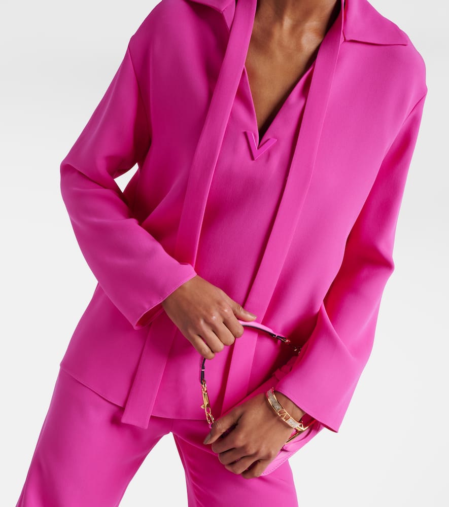 VGold tie-neck blouse