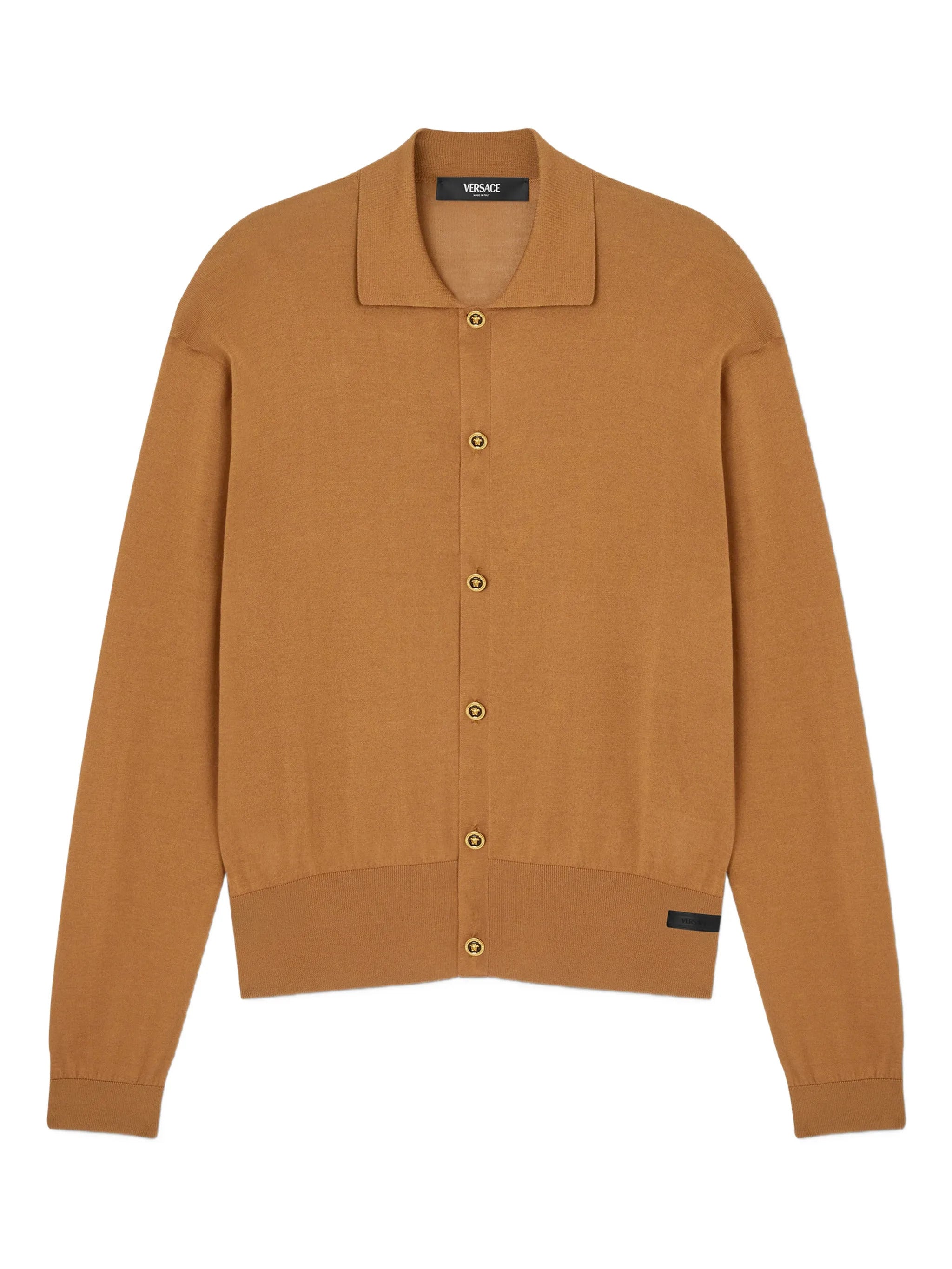 Medusa Button Tailored Sweater with Pointed Collar