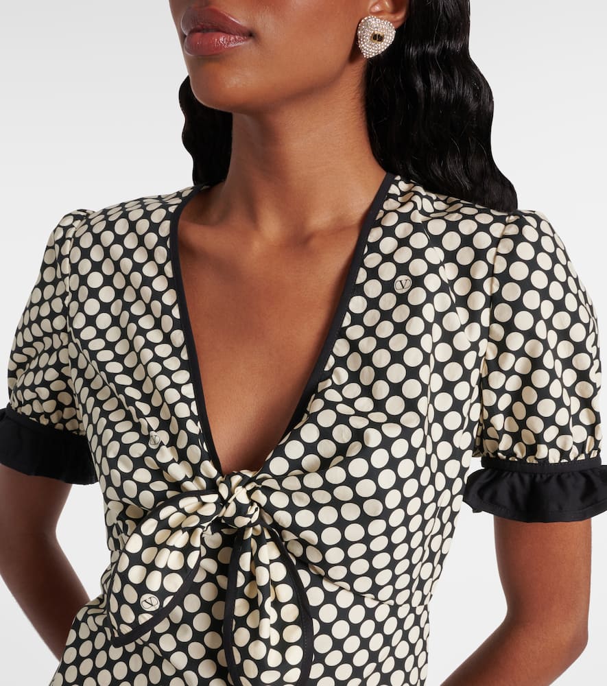 Ruffled polka-dot cotton poplin minidress