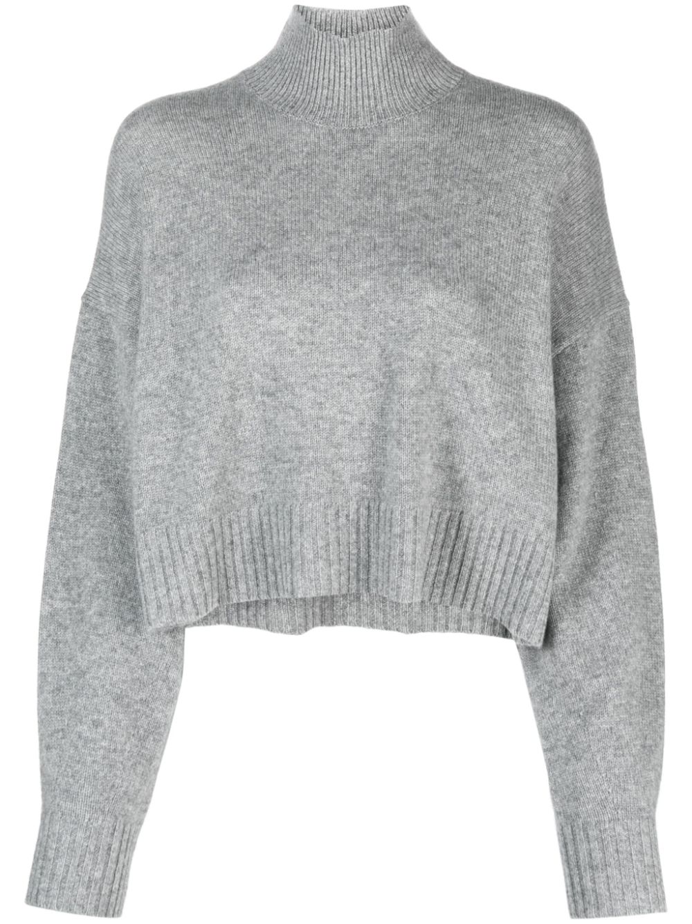 Funnel-neck cropped cashmere jumper - Grey