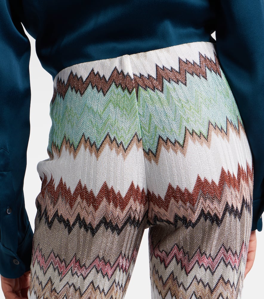 Zigzag lamé cropped straight pants