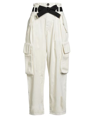Denim Woman Pants Off white Size 6 Cotton
