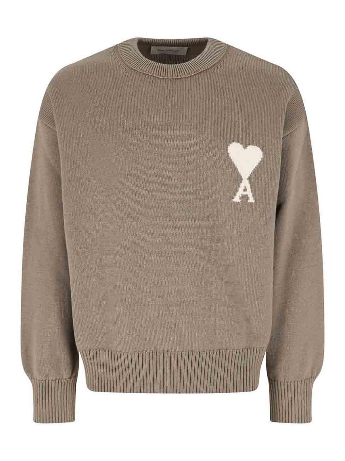 Ami Paris - crew neck intarsia knit long sleeve sweater