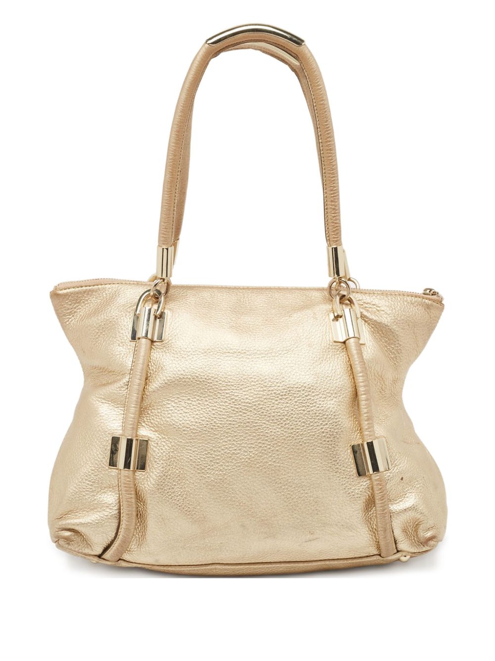 Metallic-effect leather shoulder bag - Gold