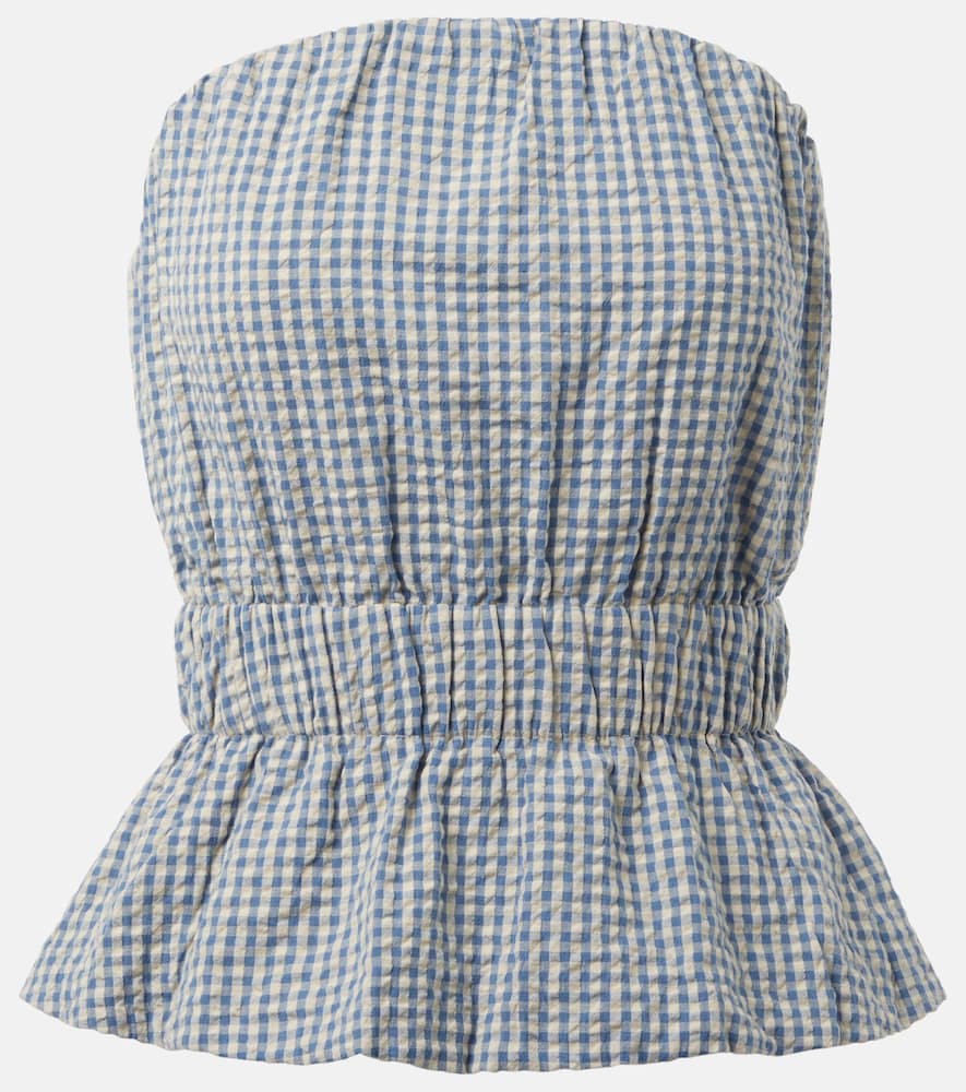 Aurelia gingham strapless cotton top