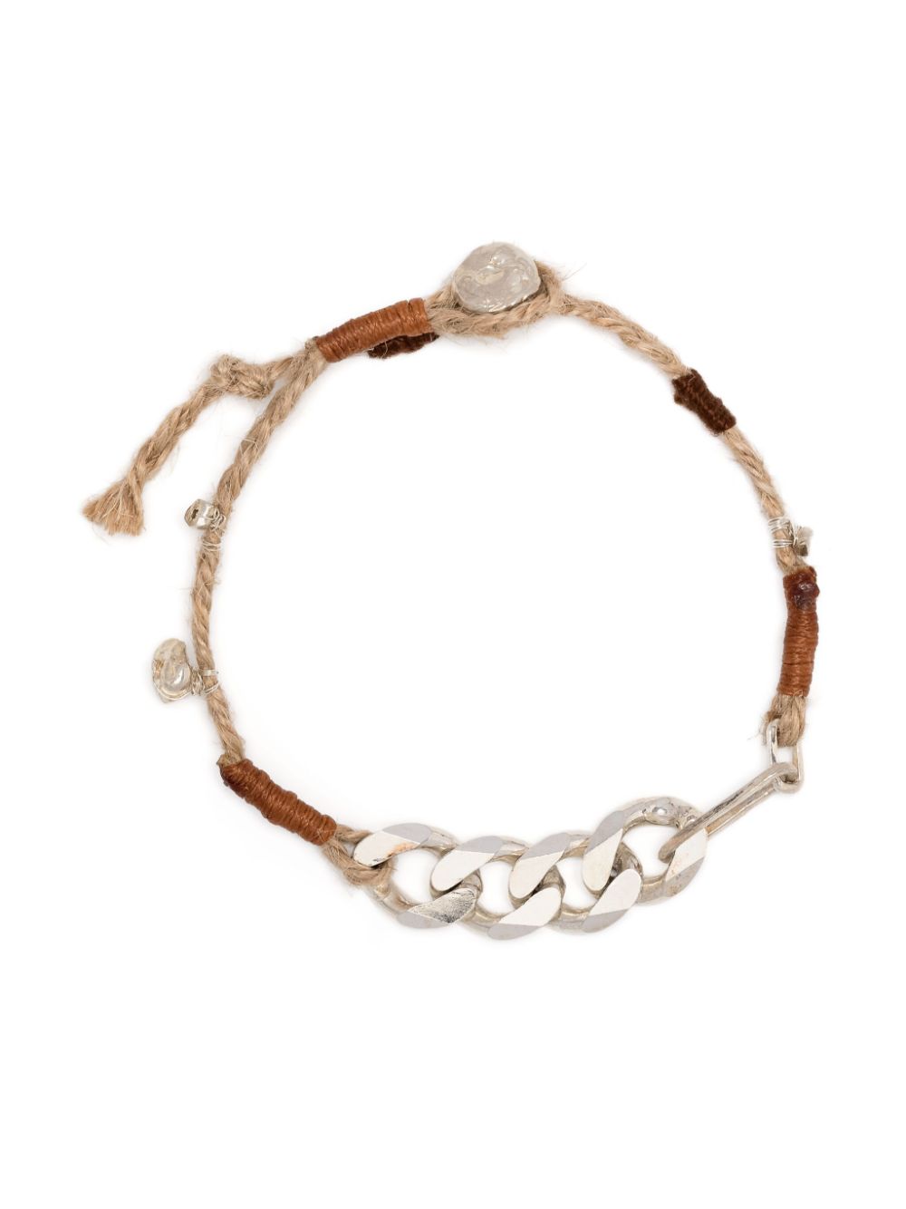 Chain-link detail beaded bracelet - Brown