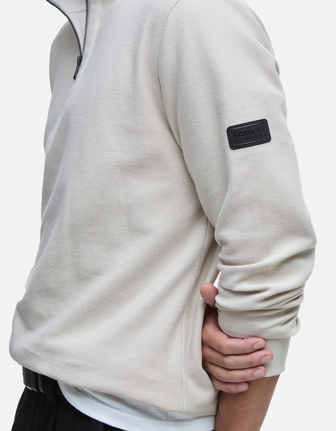 Men's Barbour International Samuel Half Zip Sweatshirt Mist - White - Size: SIZE 2xl