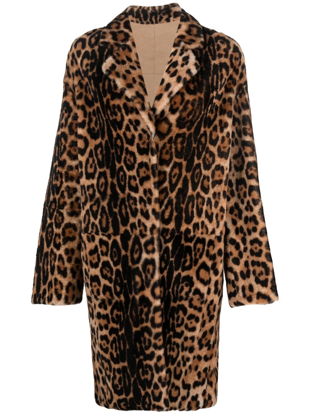 Leopard-print shearling coat - Neutrals