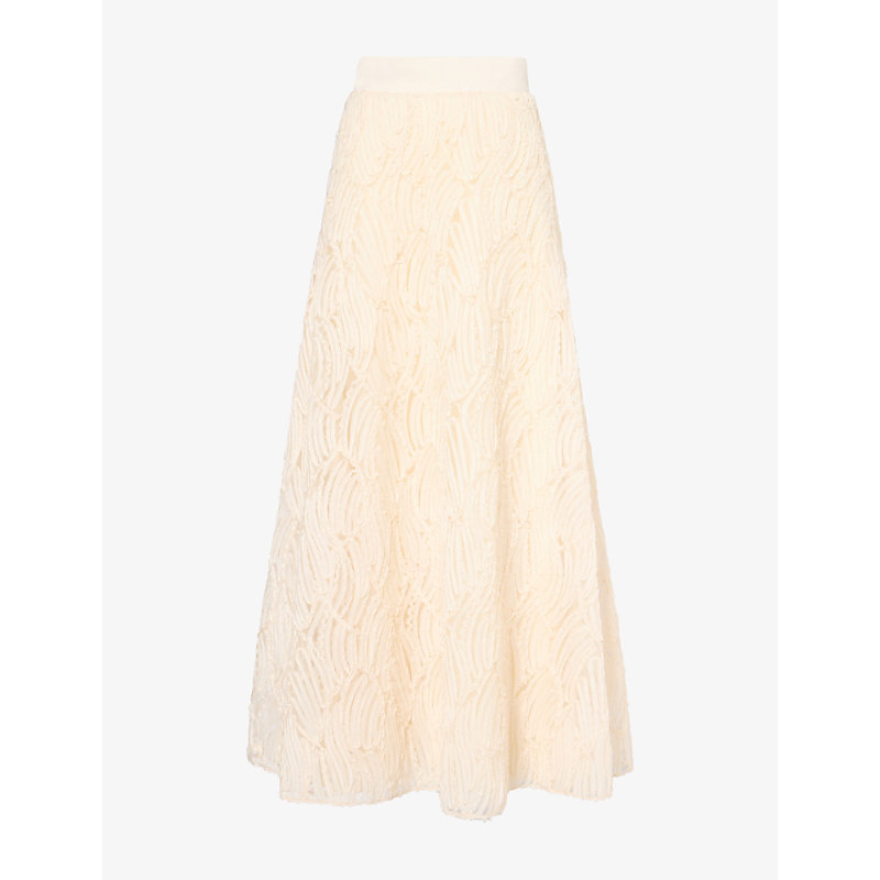 Womens Textured Tulle A-Line Woven Maxi Skirt