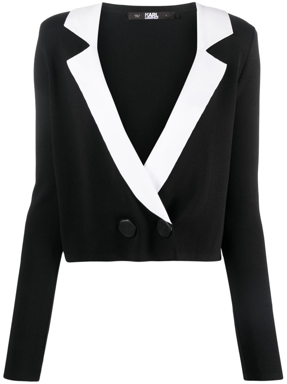 Notch-lapel cropped cardigan - Black