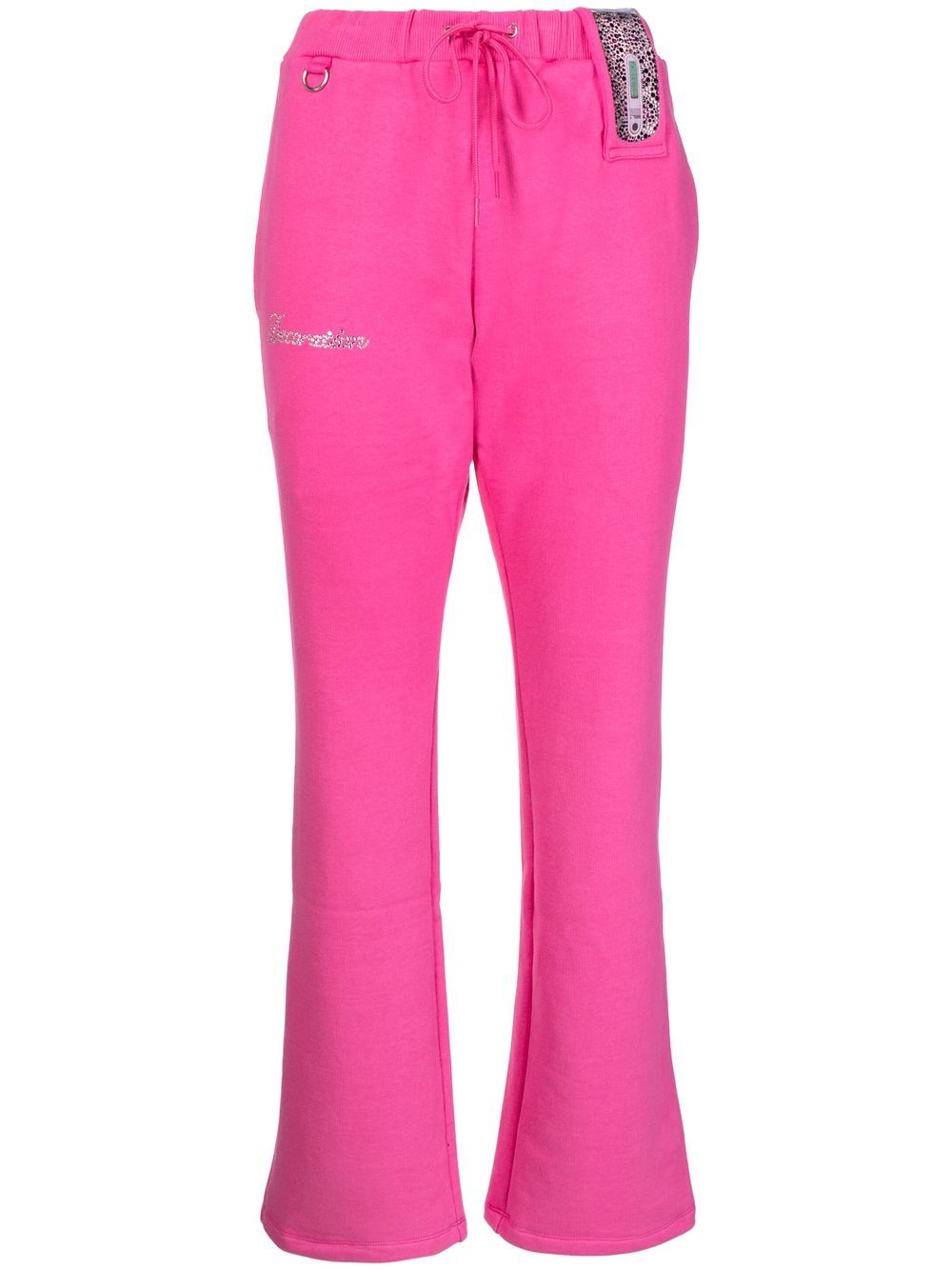 Rhinestone-logo detail track pants - Pink