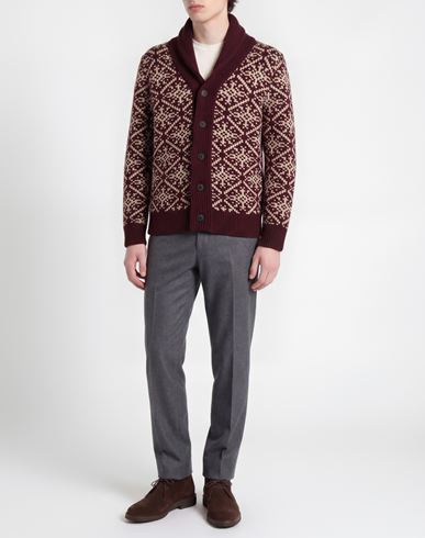 Man Cardigan Burgundy Size 42 Virgin Wool